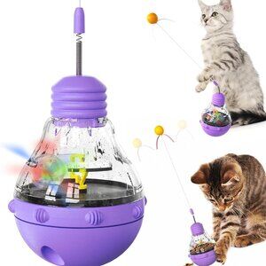 Purple Bulb Interactive Spinning Funny Cat Food Puzzle Treat Toy